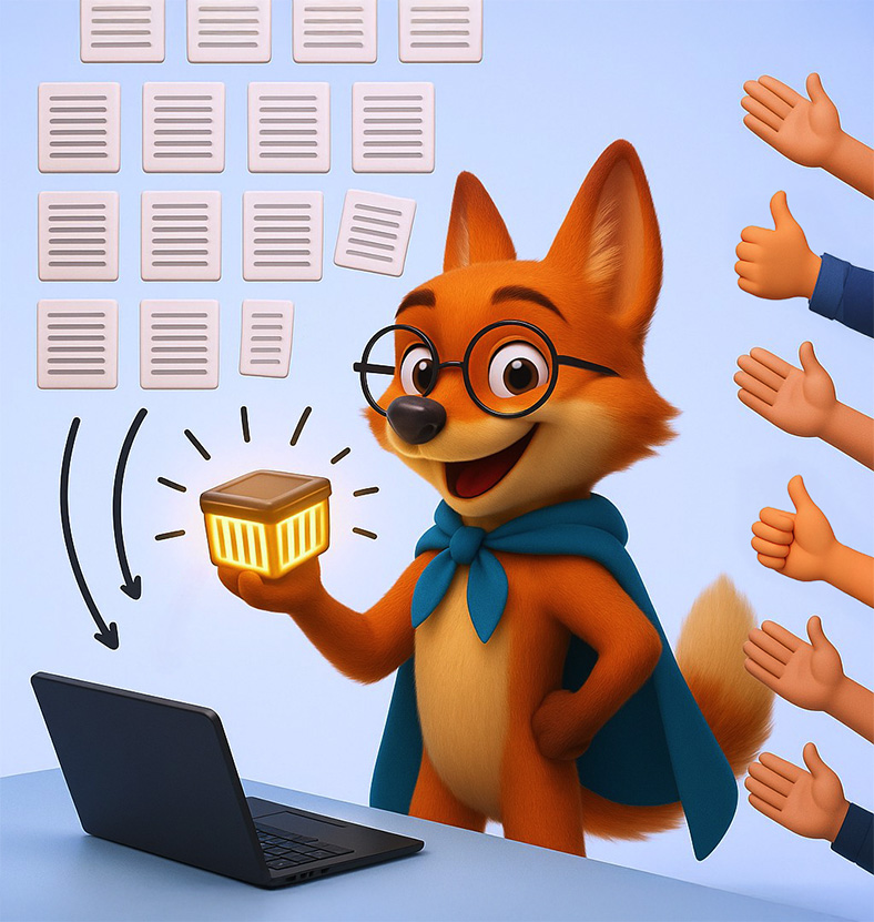 vater-fuchs_mit-brille_laptop_dokumente_leuchtender-behaelter_788x831